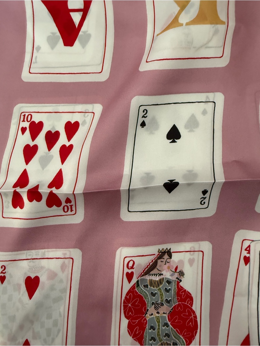 kate spade Pink and Burgundy Playing Cards Silk Square Scarf - Picture 7 of 9